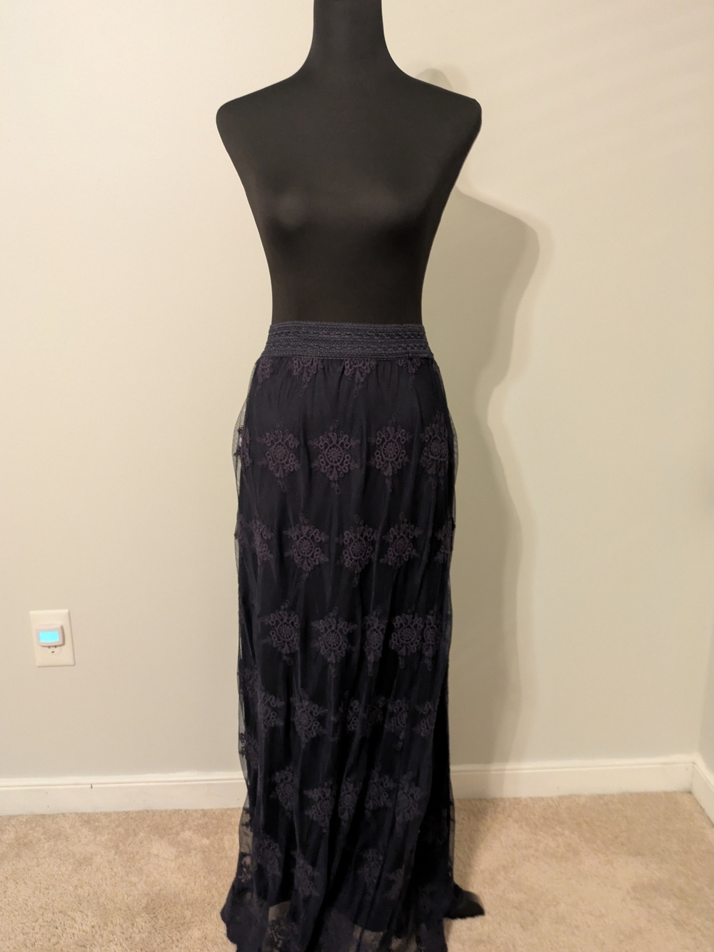 Cato Deep Plum Lace Maxi Skirt Size M Layered Victorian Whimsigoth Cottagecore